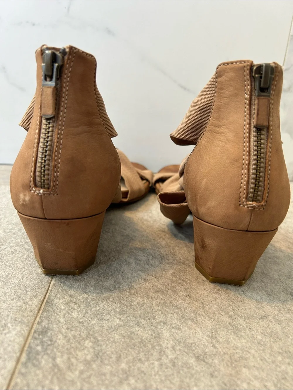 Eileen Fisher Taupe Wrap Knot Sandals